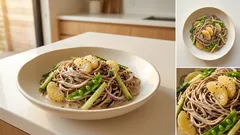 白ねりごま×豆乳のこってりドレが決め手。夏みかん香る冷たいそばサラダレシピ